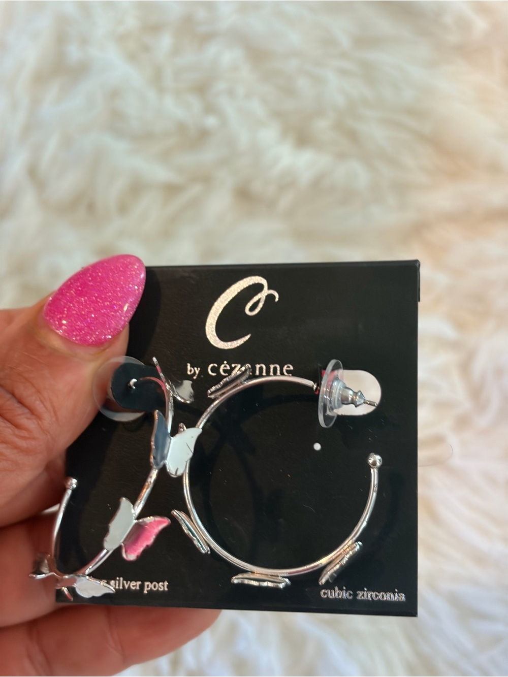 Sterling Silver butterfly Hoop Earrings - Silver